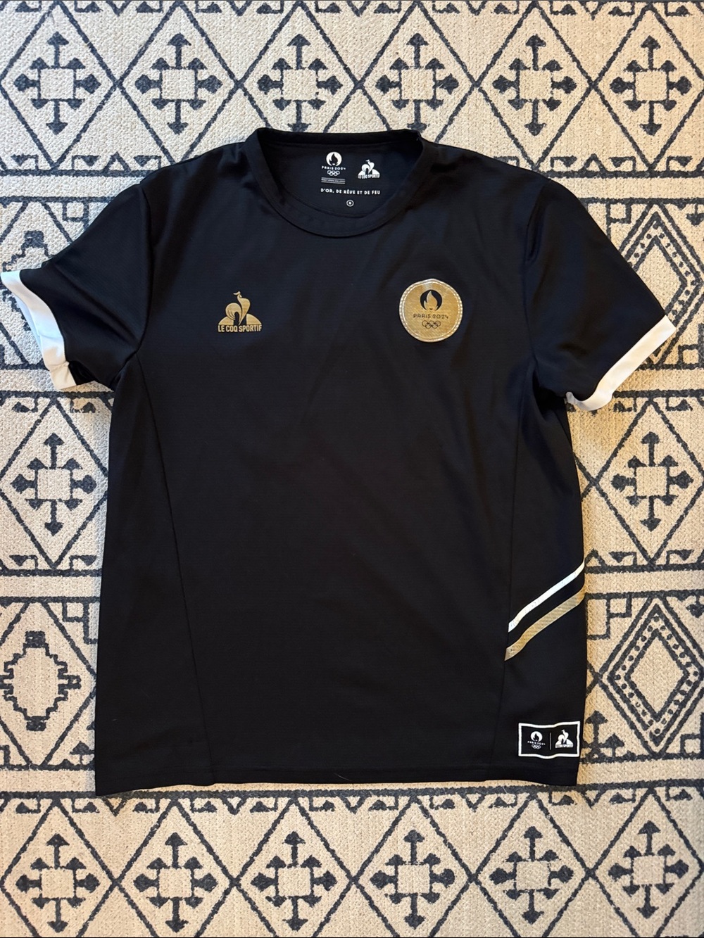 Le Coq Sportif Official Paris Olympic Kids Black Short-Sleeve Jersey